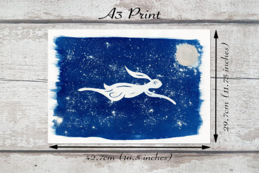Leaping Hare and Moon Print