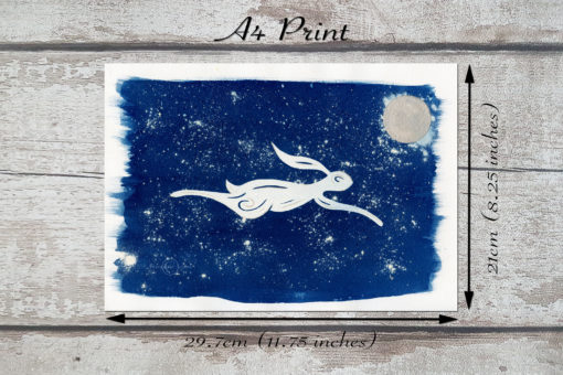 Leaping Hare and Moon Print