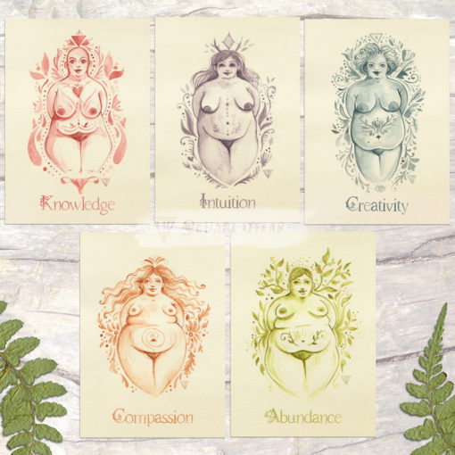 A set of 5 postcards of Plus Size Goddesses