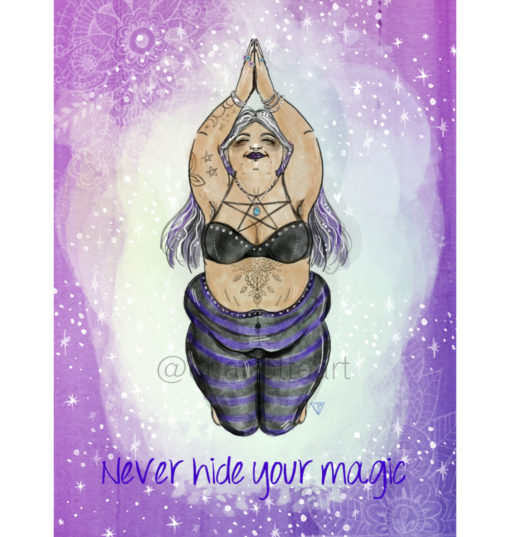 Never hide your magic an A4 Art Print of a gothic plus sized witch