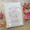 Mabon greeting card with windy leaves drawing.