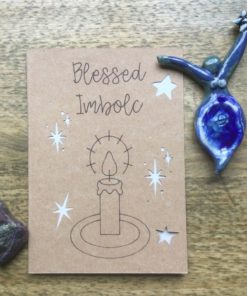 Imbolc greeting card with candle drawing.