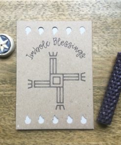 Imbolc greeting card with Brigid cross drawing.