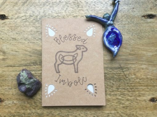 Imbolc greeting card with ewe drawing.