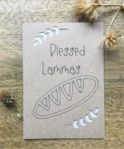 Lammas greeting card with bread drawing.
