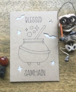 Samhain card with cauldron drawing