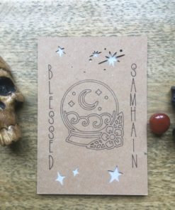 Samhain card with crystal ball drawing
