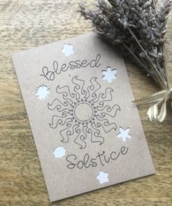 Solstice card with sun drawing.