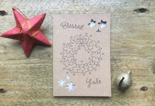 Solstice card with wreath drawing.